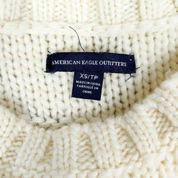 American Eagle Outfitters W,m XS Cream Cable Pullover - Picture 3 of 4